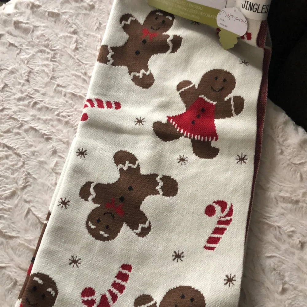 Jingles & Joy GINGERBREAD & CANDY CANES Throw Blanket Christmas Holiday